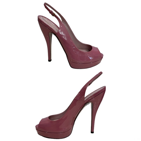 GUCCI Dusty Rose Peeptoe Slingback Platform Heels US 9 EU 40 - Picture 4 of 14